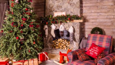 Christmas decorations inside the house