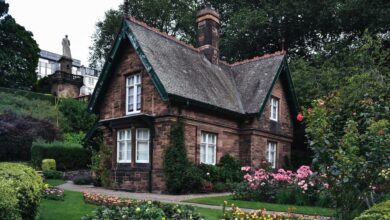 Old house with a nice garden and landscape